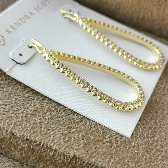 Kendra Scott Payton Earrings, Gold White Crystal - Picture 2 of 3